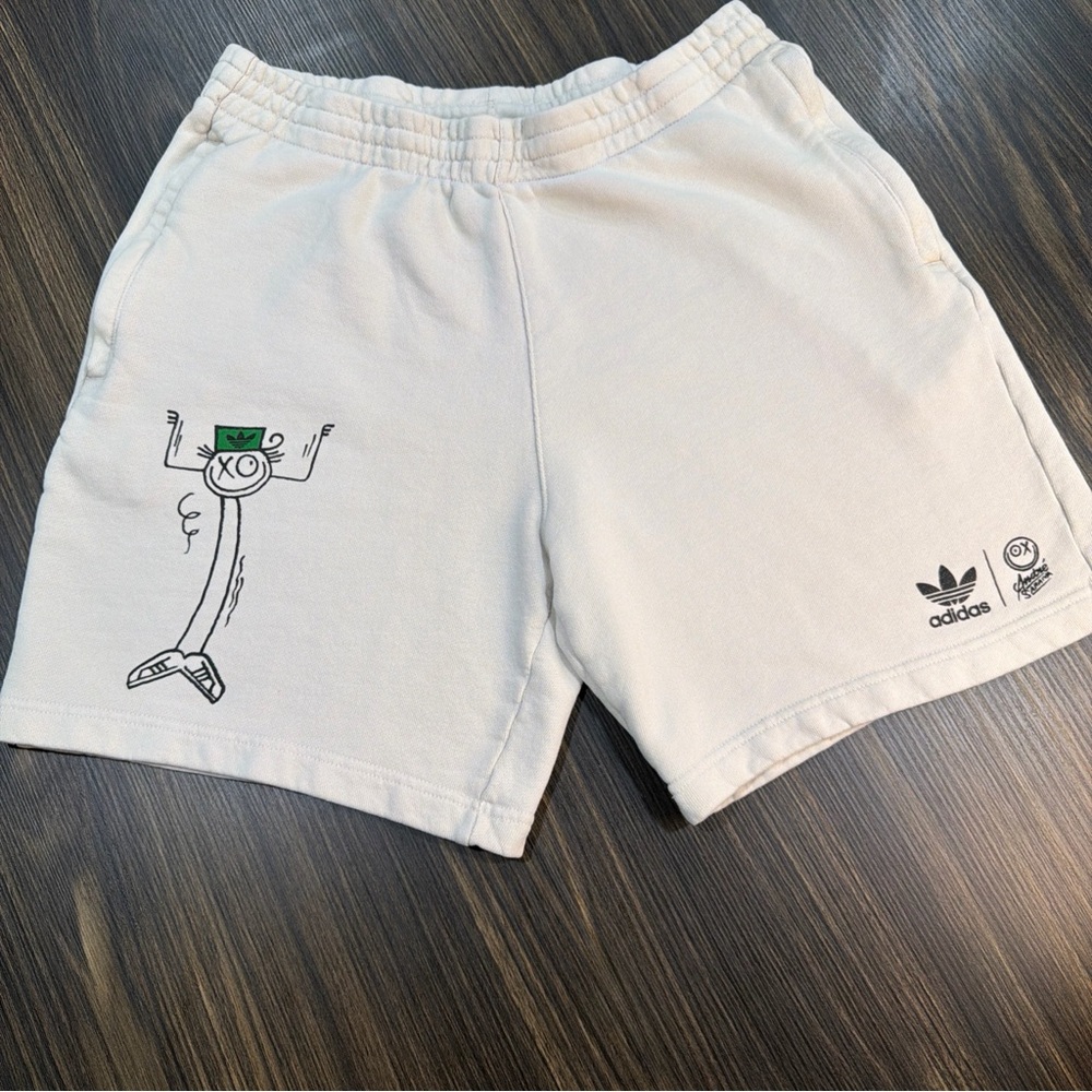 adidas ORIGINALS X ANDRÉ SARAIVA SWEAT SHORTS BEIGE COMFY GRAPHIC DESIGN MR A OG